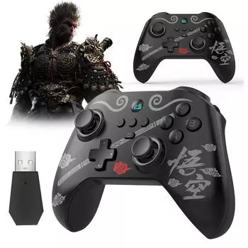 Беспроводной игровой контроллер Black Myth Wukong с джойстиком с эффектом Холла, Bluetooth, двойной вибрацией, 6-осевым гироскопом для PS3/PS4/Switch PC