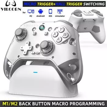 Беспроводной игровой контроллер Bluetooth для мобильных устройств, шестиосевой гироскоп, джойстик с датчиком Холла, геймпад для Android/I0S/ПК/коммутатора с зарядной док-станцией