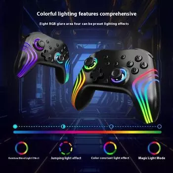 Беспроводной игровой контроллер RGB Bluetooth, совместимый с ПК, NS и телефонами белый