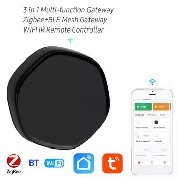 Беспроводной интеллектуальный многофункциональный шлюз ZigBee + BLE Mesh Gate Way WiFi ИК-пульт дистанционного управления Android и чёрный