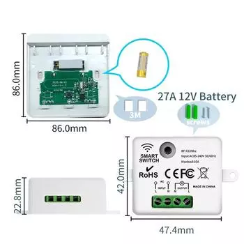 Беспроводной интеллектуальный RF 433 МГц 100-220 В 86 настенный выключатель панели с пультом дистанционного управления мини-реле приемник домашний светодиодный выключатель лампы 433Mhz Receiver