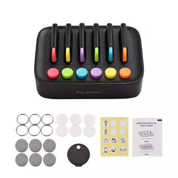 Беспроводной искатель ключей, удаленный искатель, трекер для домашних животных с рабочим диапазоном 100 футов, радиочастотный локатор ключей 6 Receivers 1 Transmitter чёрный