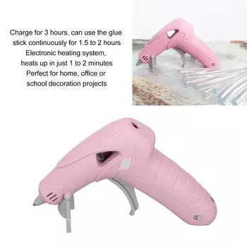 Беспроводной клеевой пистолет, перезаряжаемый, ручной работы, антиожоговый электрический клеевой пистолет с 30 клеевыми стержнями для офиса и школы розовый