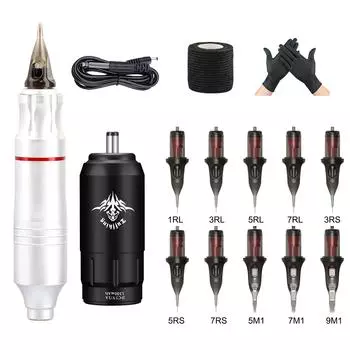 Беспроводной комплект машинки для татуировки, съемный блок питания постоянного тока, режущий провод и дым-машинка «все в одном» красный