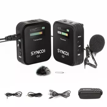 Беспроводной контакт SYNCO Совместимость с зеркальными видеокамерами и планшетами Аудио онлайн Съемка видеоблога Легкий и маленький Автоматическое сопряжение Простота в эксплуатации 1 передатчик 1