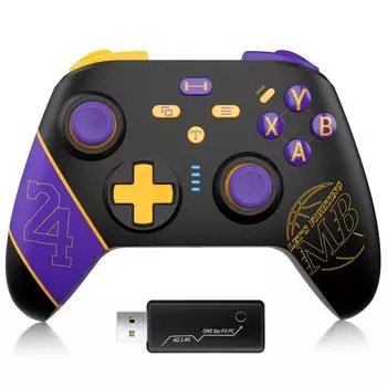 Беспроводной контроллер для Xbox One/One S/Series S/Series X/PS3/PC, Xbox 1 с адаптером 2.4G, программируемая функция двойной вибрации Turbo, Kobe Edition 18.2*13.5*8.3cm чёрный