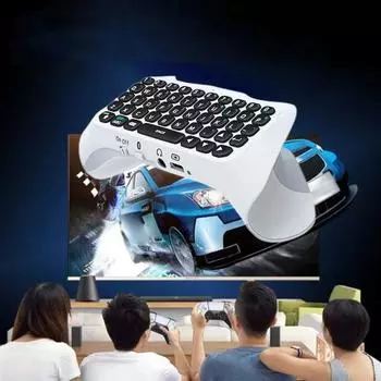 Беспроводной контроллер клавиатуры Bluetooth-совместимый контроллер Панель для чата Клавиатура Крепление для геймпада со встроенным динамиком для PS5 QWERTY белый