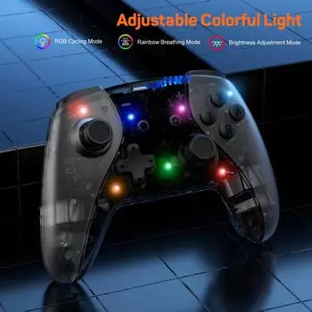 Беспроводной контроллер LinYuvo для Switch/Lite/OLED, с механическими кнопками, вибрацией, движением, турбо, металлическим джойстиком KS36
