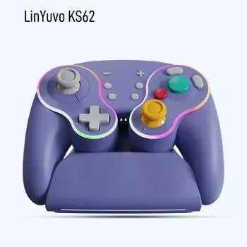Беспроводной контроллер LinYuvo KS62 с зарядной станцией для Switch/Lite/OLED ПК и Android, Retro GameCube Turbo с кнопкой «Назад»