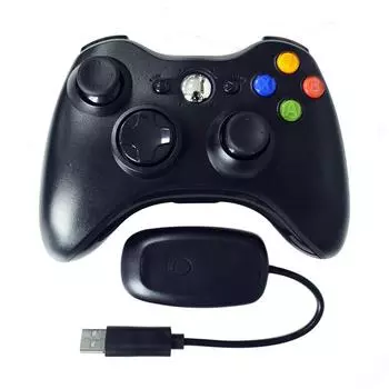 Беспроводной контроллер, совместимый с Xbox 360 2.4GHZ Gamepad Joystick Беспроводной контроллер для Xbox 360 и ПК Windows 7,8,10,11 с приемником Package:16.7*11.7*7.2cm чёрный