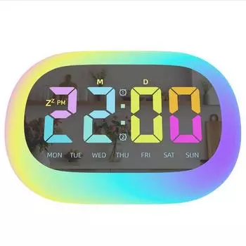 Беспроводной красочный ночник, компактный прикроватный светильник, портативный студенческий будильник, многофункциональный