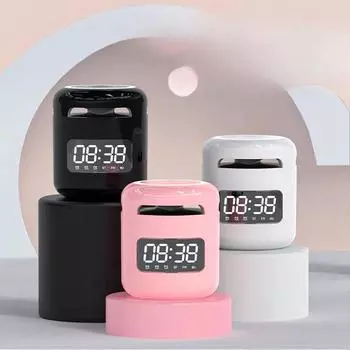 Беспроводной креативный Bluetooth-динамик с часами, маленькая стальная пушка, уличный будильник, мини-портативный сабвуфер, Bluetooth-динамик белый