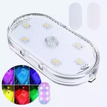 Беспроводной магнитный автомобильный потолочный светильник на 6 светодиодов - с зарядкой от USB - белый/синий/RGB внутреннее окружающее освещение Type-C charging, Velcro красный