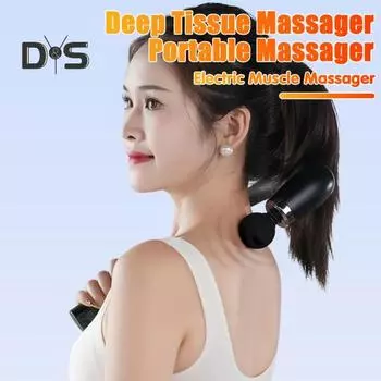 Беспроводной массажер для мышц с удлинительной ручкой, многорежимный перезаряжаемый ручной перкуссионный массажер для мышц с 4 массажными головками зелёный