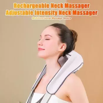 Беспроводной массажер для шеи Функция таймера Эргономичный дизайн Регулируемые режимы Бесшумная работа Боль белый