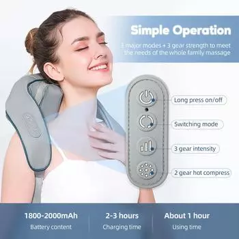 Беспроводной массажер для шеи и спины, 3 модели, электрическая шаль для разминания плеч, расслабляющая подушка для глубоких тканей шеи, новый коричневый