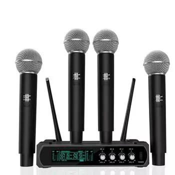 Беспроводной микрофон BOMGE, 4-канальная ручная система караоке для домашнего караоке, встреч, вечеринок, церквей, диджеев, свадеб, домашнего набора KTV