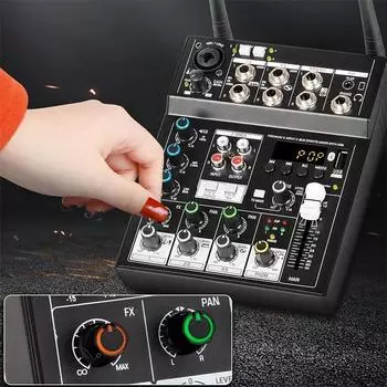 Беспроводной микрофон с аудиомикшером, 4 канала, караоке, Bluetooth, микрофон, DJ для студии, ТВ, компьютера, домашней вечеринки, шоу, церковной свадьбы