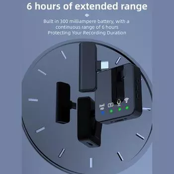 Беспроводной микрофон с функцией шумоподавления, прикрепляемый микрофон для потоковой передачи и записи видео чёрный