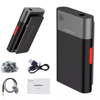 Беспроводной микрофон SabineTek Audiowow Подключается через Bluetooth и совместим с Noise DSP, удаляет только шум, не повреждая вокал. Нет приемника