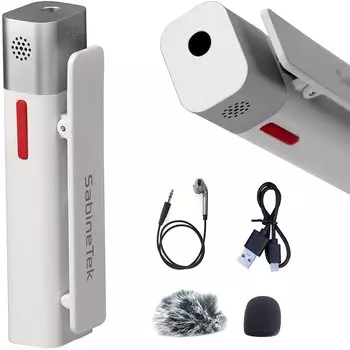 Беспроводной микрофон SabineTek Подключается через Bluetooth С истинным шумоподавлением удаляет только шум, не повреждая вокал Ни один приемник не может записывать 48 кГц