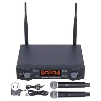 Беспроводной микрофон Стабильная частота UHF 2 Ручной микрофон с приемником для церковной свадьбы(USegment Фиксированная частота US Plug) U?Segment Fixed Frequency US Plug