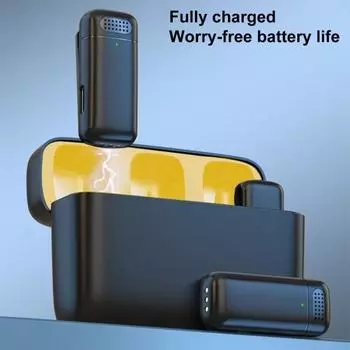 Беспроводной микрофон Yousheng с низкой задержкой, быстрое подключение, шумоподавление, Plug-Play, миниатюрный перезаряжаемый петличный микрофон чёрный