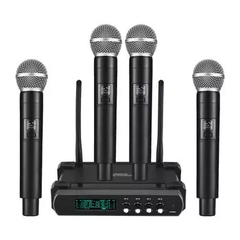 Беспроводной микрофонный приемник с беспроводным ручным микрофоном V-Band Noise Reduction для дома EU Plug чёрный