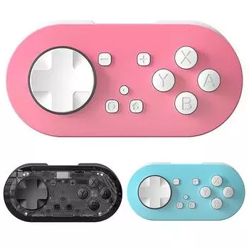 Беспроводной мини-геймпад с поддержкой Bluetooth, джойстик в виде брелока с функцией вибрации, совместимый с Switch/Android/IOS синий