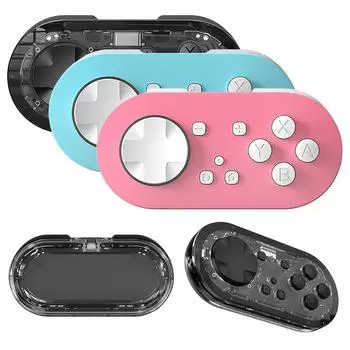 Беспроводной мини-геймпад с поддержкой Bluetooth, игровой контроллер в виде брелока для Switch/Android/IOS/режим клавиатуры синий