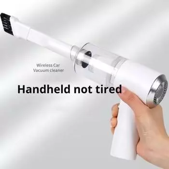 Беспроводной мини-пылесос для автомобиля со светодиодной подсветкой, мощное всасывание, портативный, беспроводной, перезаряжаемый белый