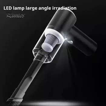 Беспроводной мини-пылесос для автомобиля со светодиодной подсветкой, мощное всасывание, портативный беспроводной перезаряжаемый ручной пылесос для удаления пыли белый