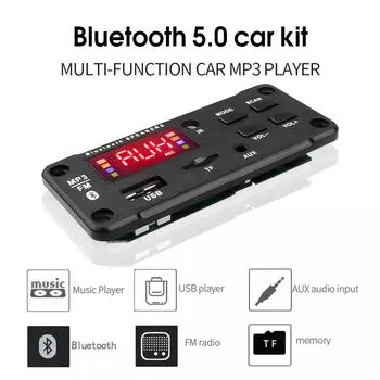 Беспроводной модуль платы декодера MP3-плеера Bluetooth 5,0, 5-12 В постоянного тока, пульт дистанционного управления, USB TF, FM-радио, AUX