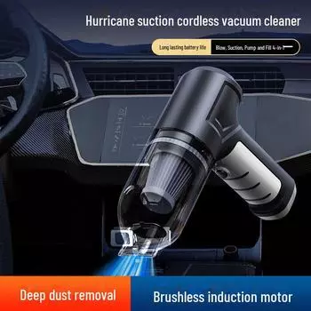 Беспроводной мощный бесщеточный автомобильный пылесос двойного назначения с функциями выдува и всасывания для домашнего использования. brushless 2000maH*2 5C чёрный/серебряный