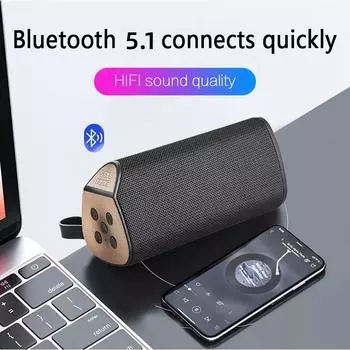 Беспроводной мощный Bluetooth-динамик, басовые беспроводные динамики, сабвуфер, водонепроницаемый звуковой ящик, поддержка TF, TWS, USB-флеш-накопителя чёрный