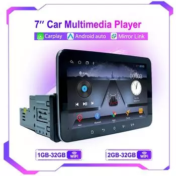 Беспроводной мультимедийный проигрыватель Apple Carplay и Android Auto, универсальный однодиновый 7-дюймовый сенсорный экран в стиле Benz, GPS-навигация FM