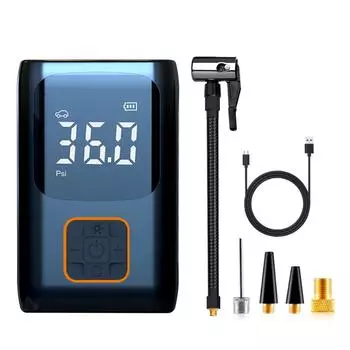 Беспроводной насос для накачивания шин с цифровым дисплеем, 4 режима, портативный перезаряжаемый насос для автомобильных шин, чёрный