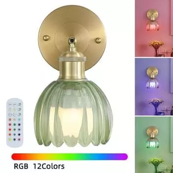 Беспроводной настенный светильник с пультом дистанционного управления, 3 цветовых температуры, 12 RGB-аккумуляторов шампанского
