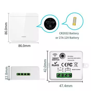 Беспроводной настенный выключатель RF 433 МГц 1/2/3Gang 86 Box настенный выключатель пульт дистанционного управления прерыватель для светодиодного освещения 10A AC 100-240 В