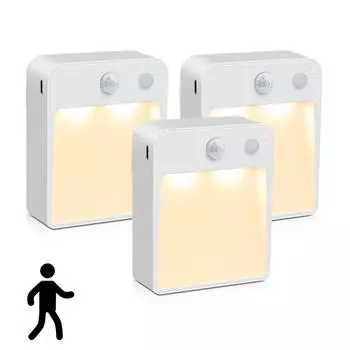 Беспроводной ночник с датчиком движения, светодиодный светильник для шкафа, батарейки, ночник для комнаты, коридора, шкафа, авто настенный светильник 1PCS