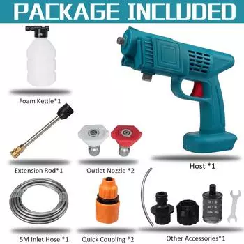 Беспроводной очиститель высокого давления, водяные пистолеты-распылители, 10000 мАч, машина для очистки насадки для мойки автомобиля под давлением для батареи Makita 18 В Only machine