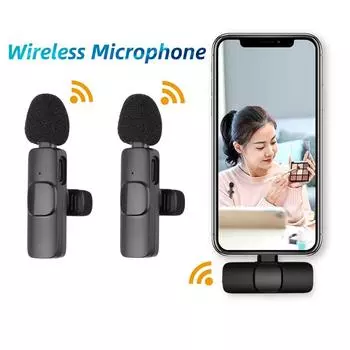 Беспроводной петличный микрофон 1 аудиоприемник + 2 микрофона Запись аудио-видео игр Микрофон для живого телефона в блоге Type-C Plug-and-Play для IPhone Android For Type C