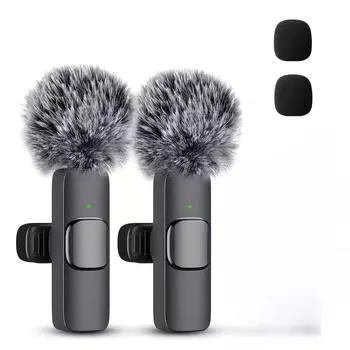 Беспроводной петличный микрофон, беспроводной микрофон-клипса с шумоподавлением, ветрозащитой и шумоподавлением для интервью, видеоподкастов, прямых трансляций 4pcs