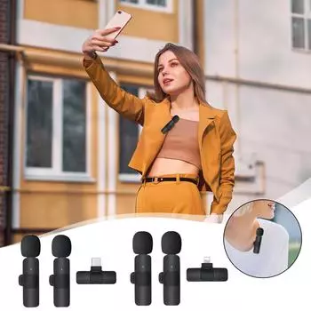 Беспроводной петличный микрофон для телефона, ноутбука, ПК, микрофон с шумоподавлением, петличный микрофон для видеоблога, интервью, прямой трансляции, One Size