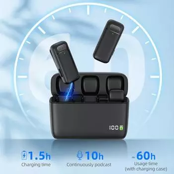 Беспроводной петличный микрофон K30, зарядный чехол, микрофон, портативный, аудио- и видеозапись для iPhone, Android, ноутбука, игрового микрофона