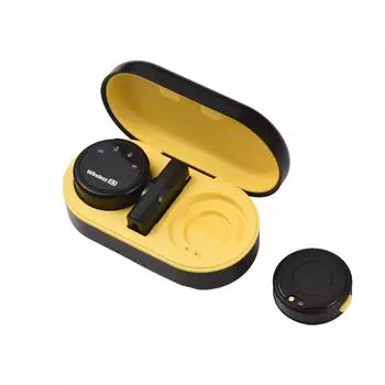 Беспроводной петличный микрофон с двумя микрофонами, магнитное крепление, шумоподавление без задержки чёрный