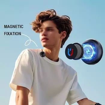 Беспроводной петличный микрофон с магнитной зарядкой, микрофон для аудио- и видеозаписи для IOS Android, трансляции игр, интервью