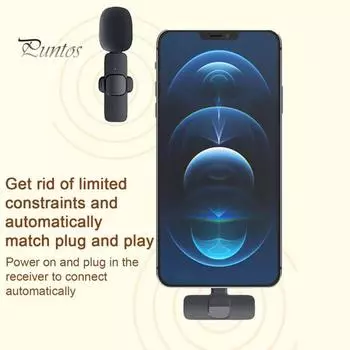 Беспроводной петличный микрофон с перезаряжаемым приемником, простая настройка, Plug-and-Play, шумоподавляющий мини-микрофон для подкастов A