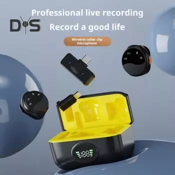 Беспроводной петличный микрофон с шумоподавлением, сверхчистый звук, 360-градусная запись, петличные микрофоны чёрный/жёлтый