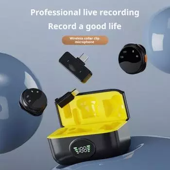 Беспроводной петличный микрофон с шумоподавлением, сверхчистый звук, 360-градусная запись, петличные микрофоны жёлтый/чёрный